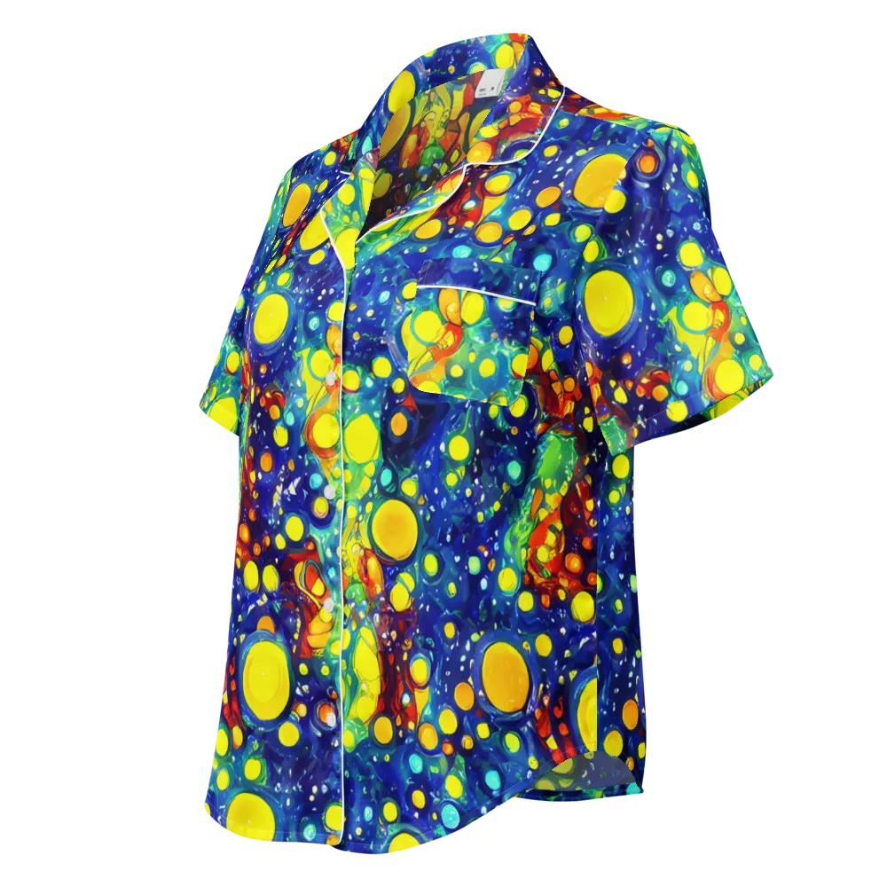 Midnight Bubbles on Women's Short Sleeve Pajama Top — Left Front