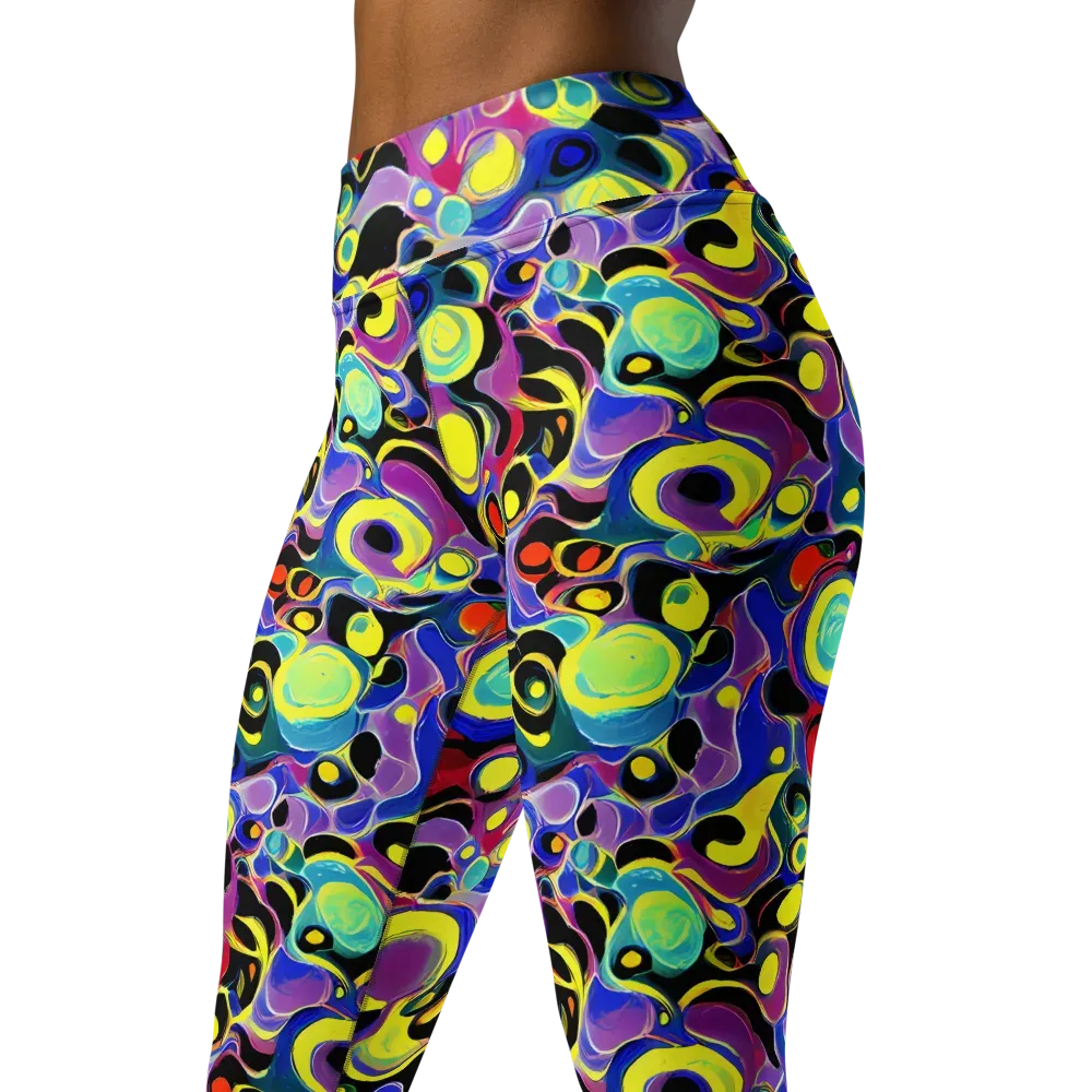 Surreal Current on Yoga Leggings — Left Front