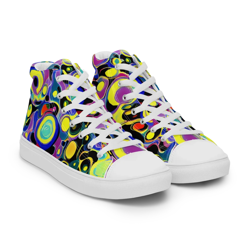 Surreal Current on Men's High Top Canvas Shoes — Right Front