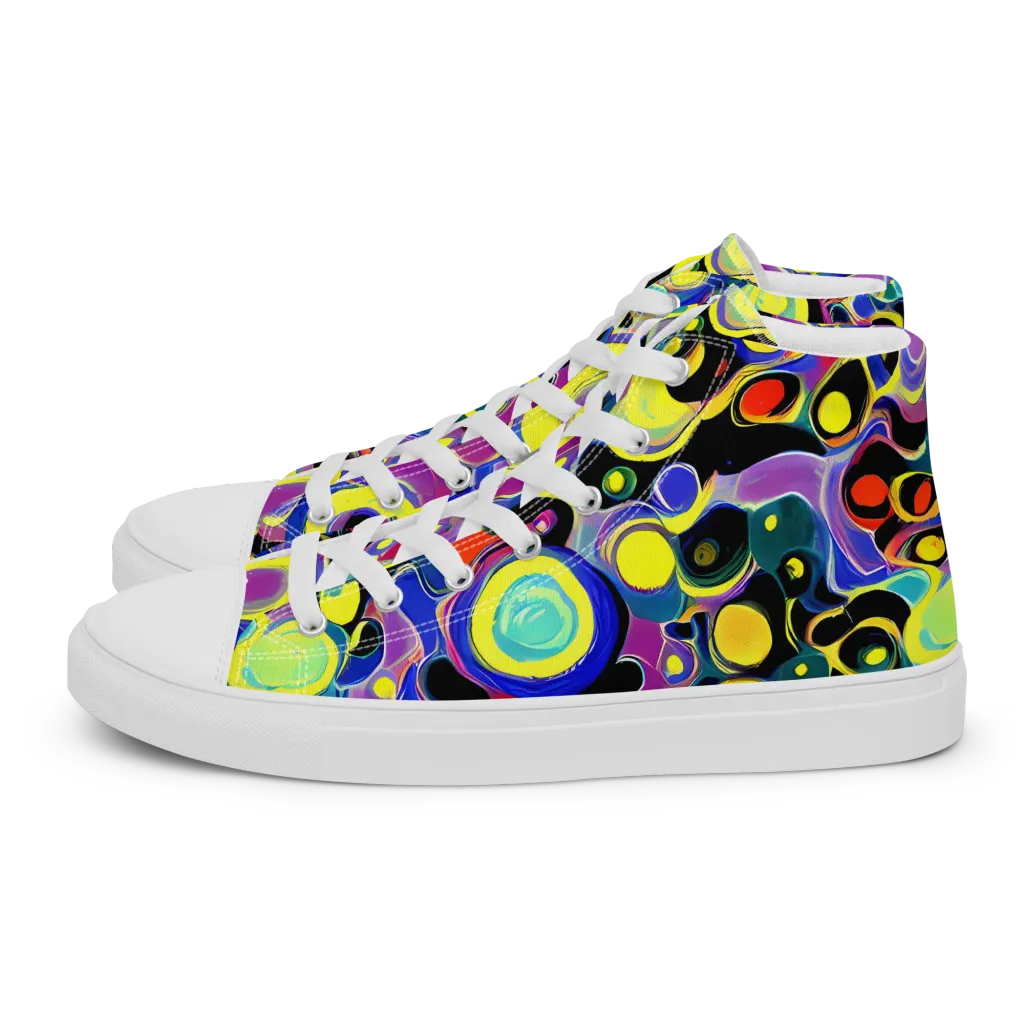 Surreal Current on Men's High Top Canvas Shoes — Left