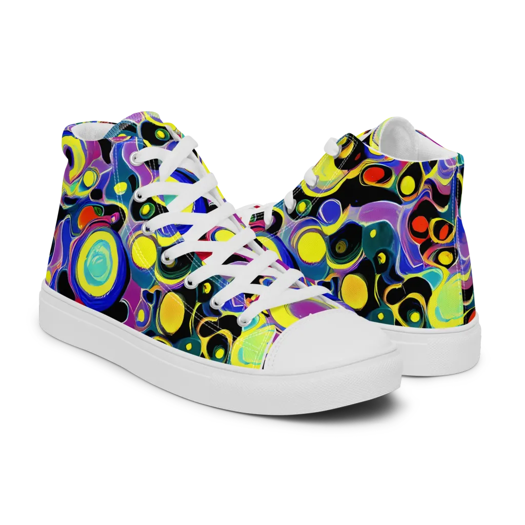 Surreal Current on Men's High Top Canvas Shoes — Right