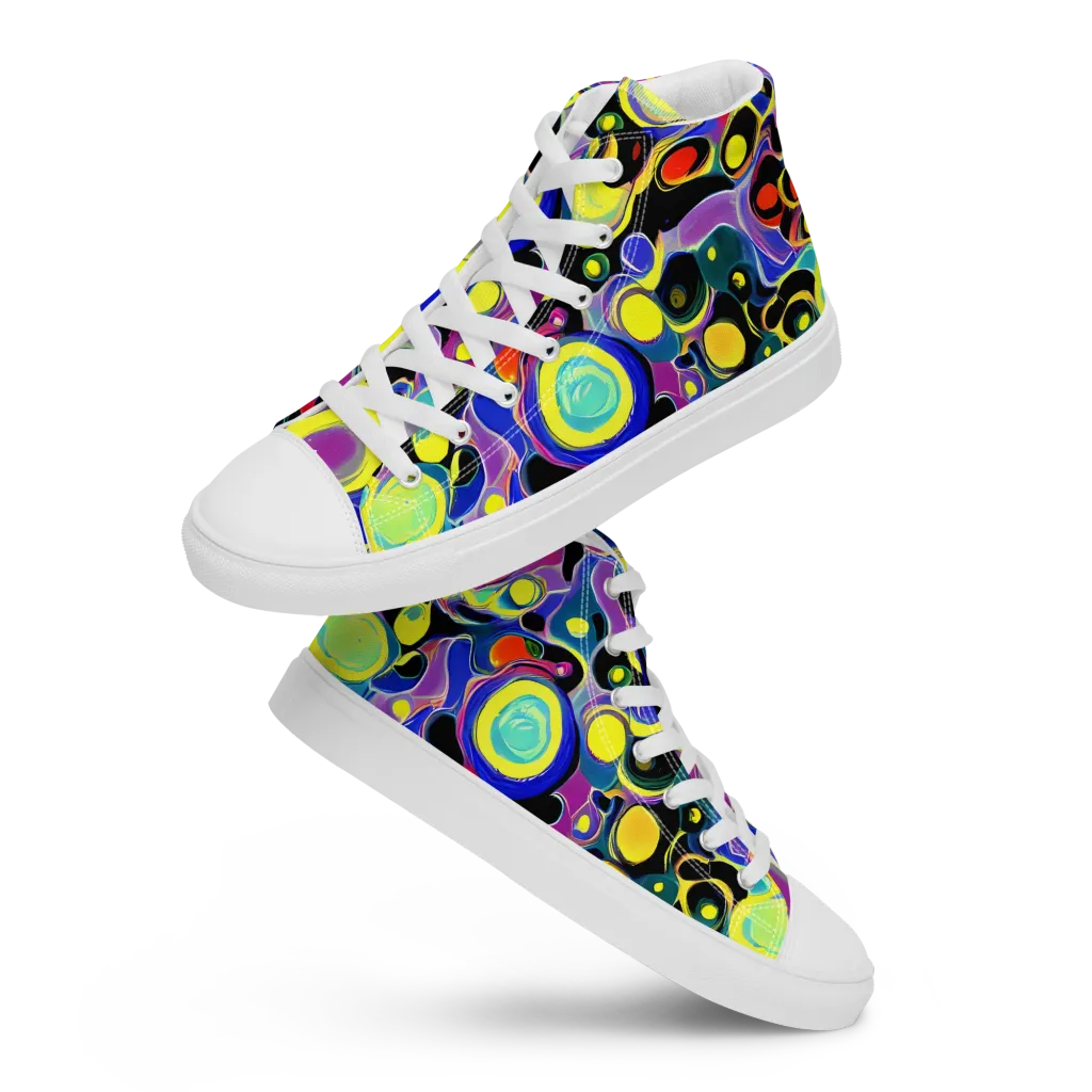 Surreal Current on Men's High Top Canvas Shoes — Front