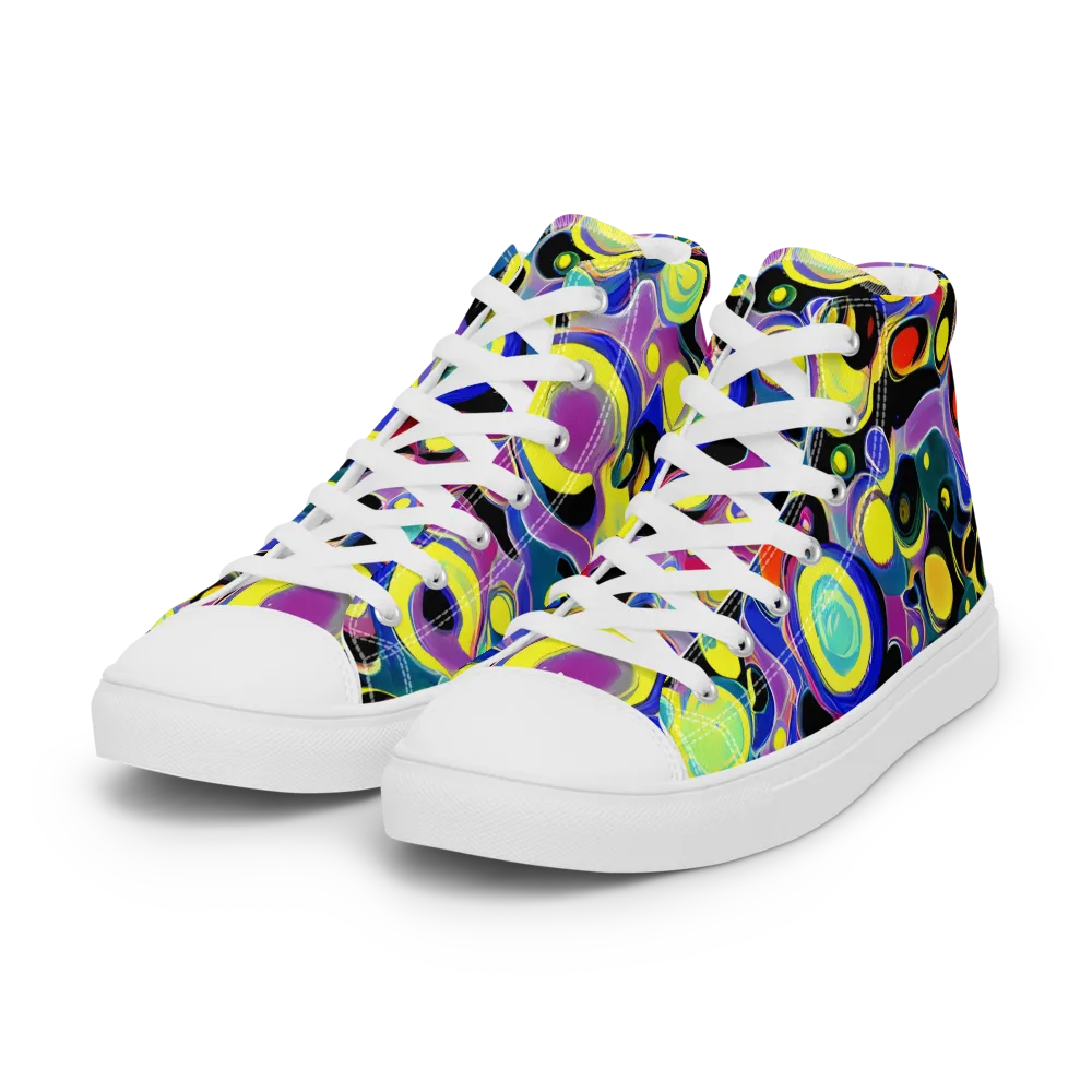 Surreal Current on Women's High Top Canvas Shoes — Left Front