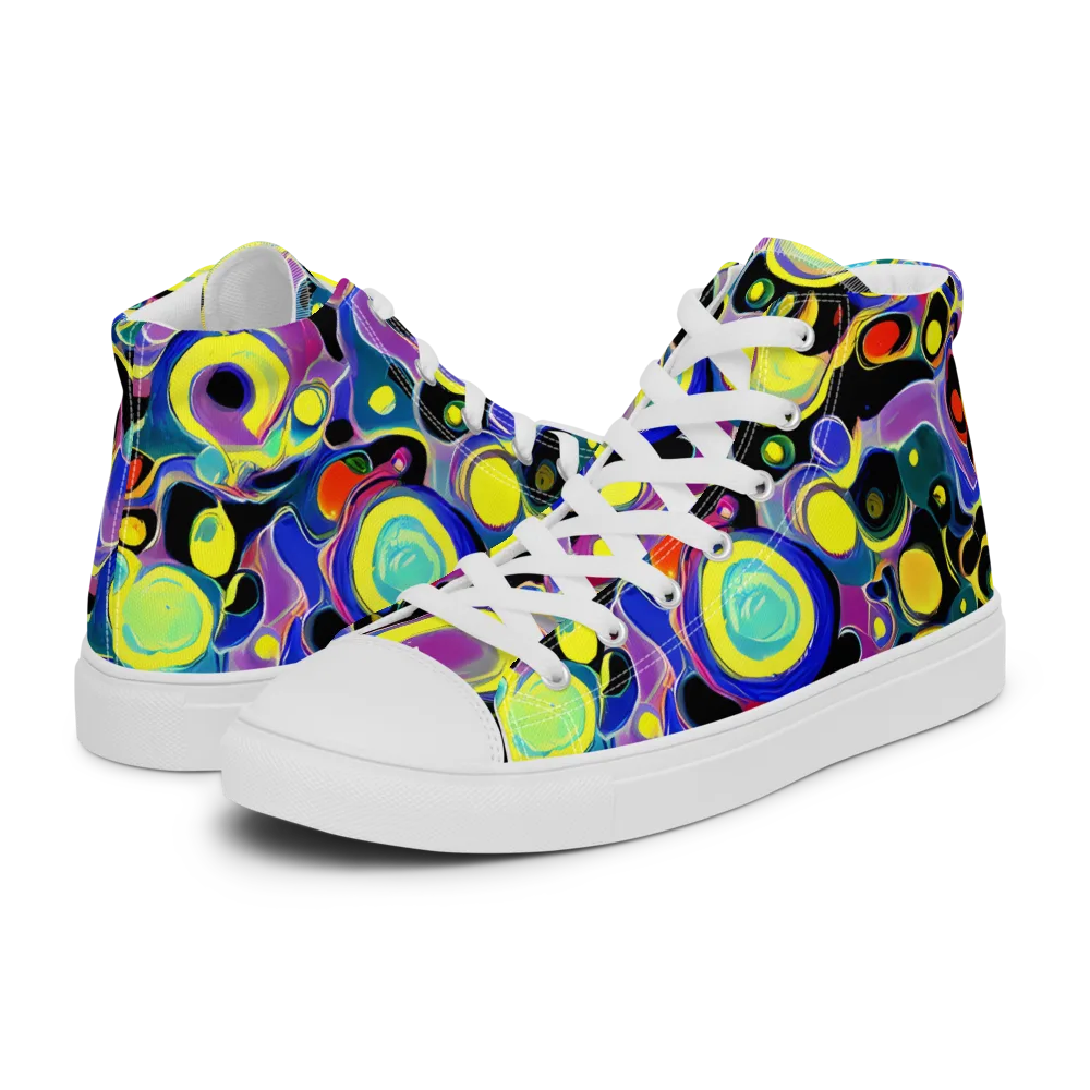 Surreal Current on Women's High Top Canvas Shoes — Left