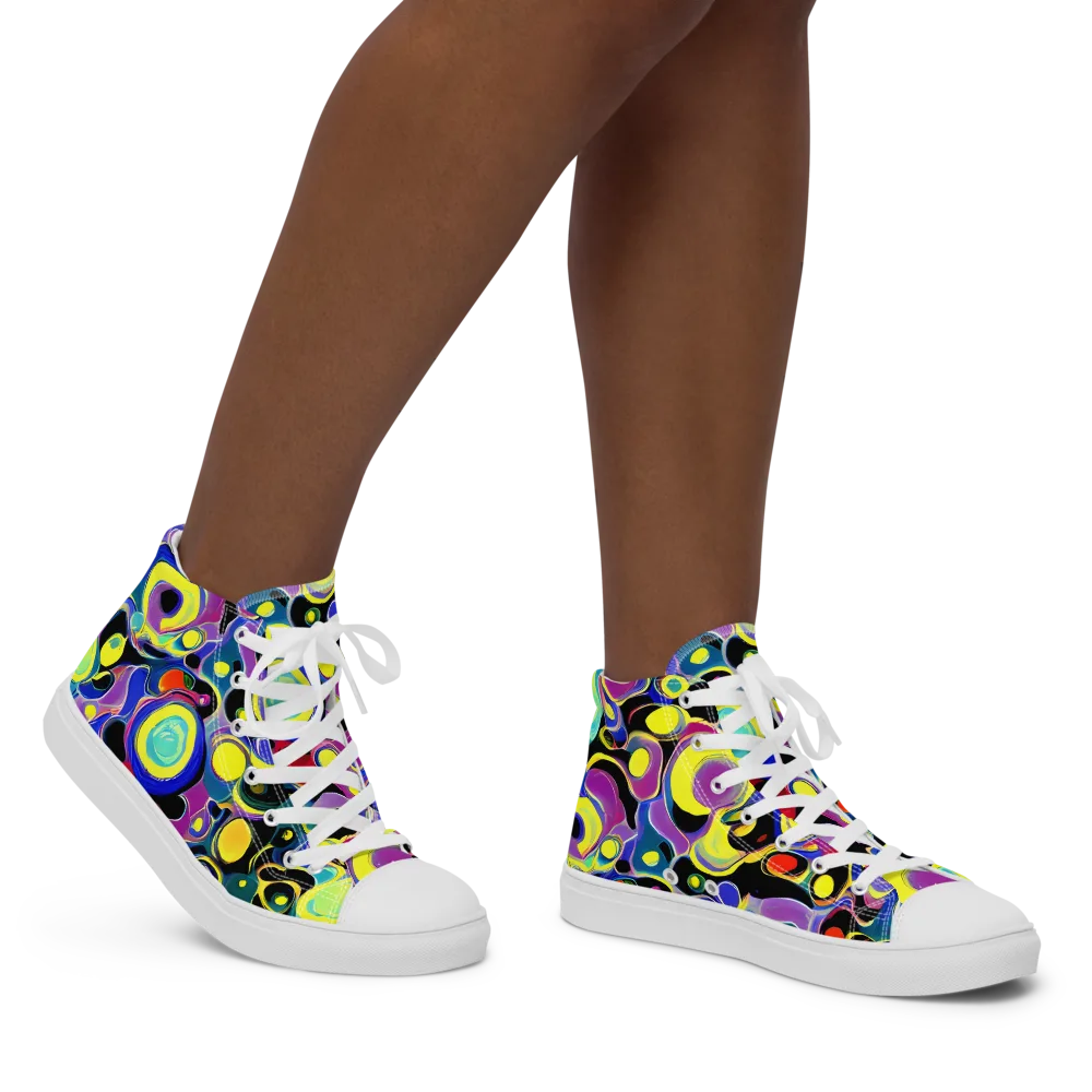Surreal Current on Women's High Top Canvas Shoes — Right