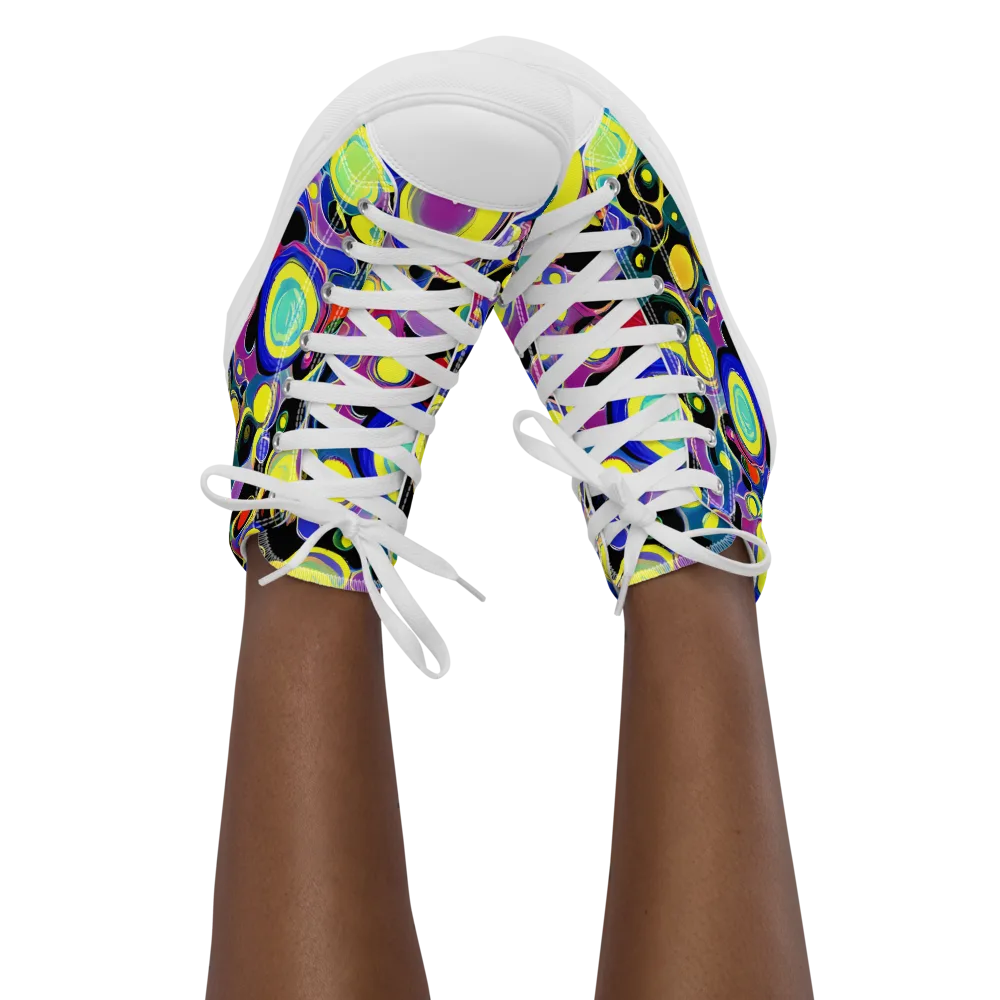 Surreal Current on Women's High Top Canvas Shoes — Front