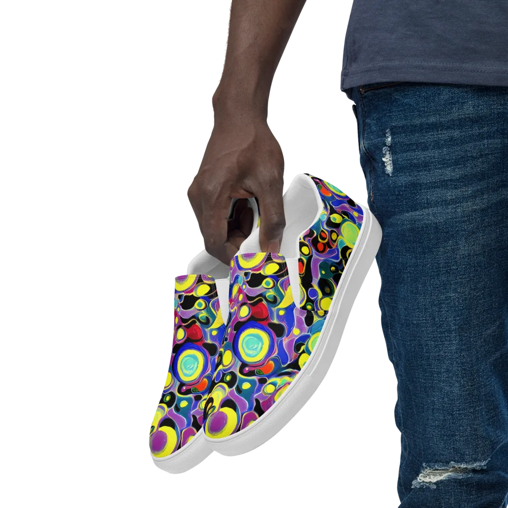 Surreal Current on Men's Slip-On Canvas Shoes — Left Front