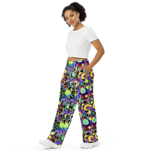 Surreal Current on a Wide-Leg Pants