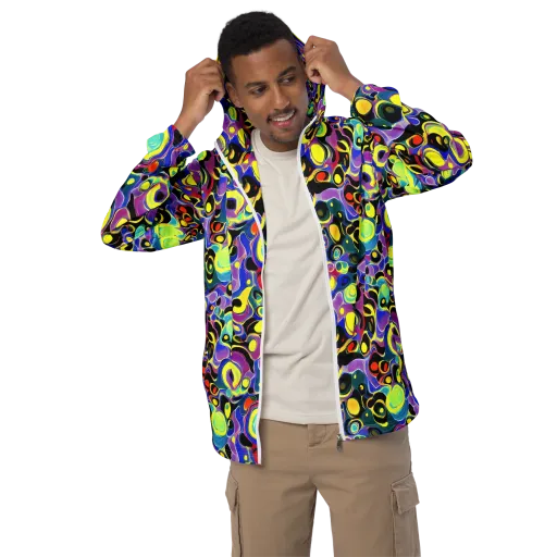 Surreal Current on a Men's Windbreaker