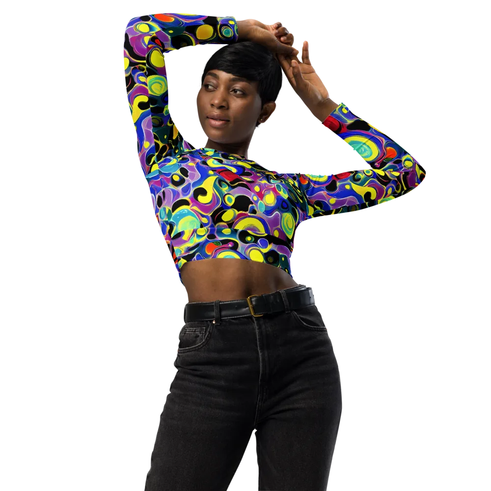 Surreal Current on Long Sleeve Crop Top — Front