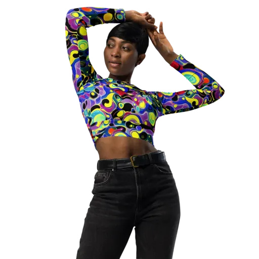 Surreal Current on a Long Sleeve Crop Top