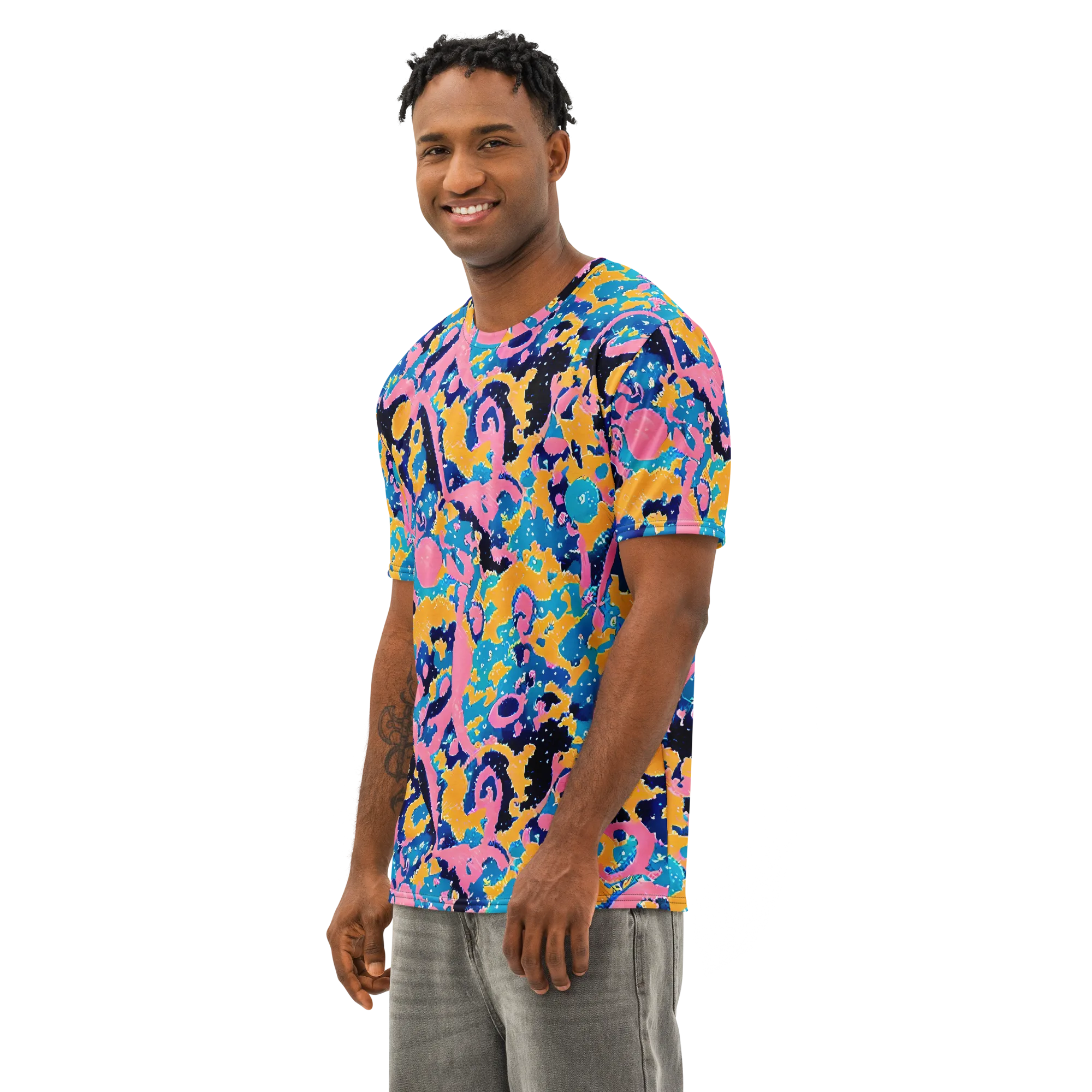 Prism Splash on Men's Cotton Crew Neck T-Shirt — Left Front