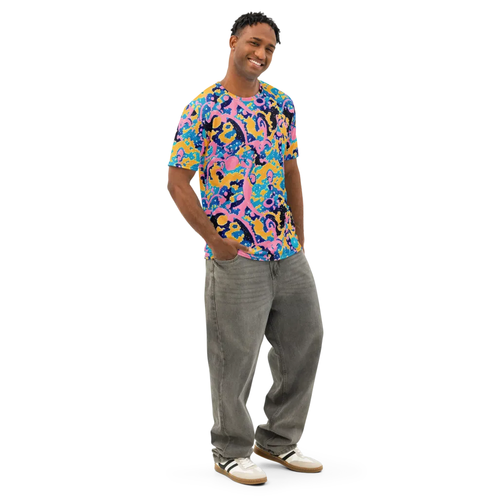 Prism Splash on Men's Cotton Crew Neck T-Shirt — Right Front