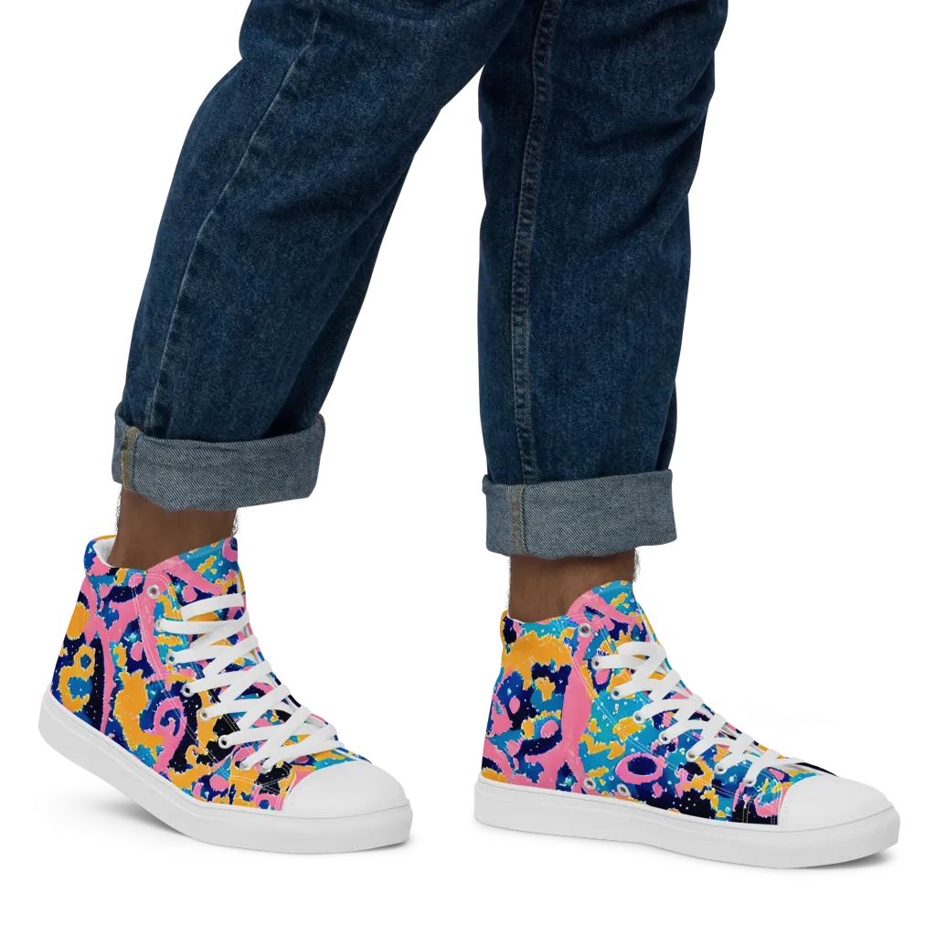 Prism Splash on Men's High Top Canvas Shoes — Right
