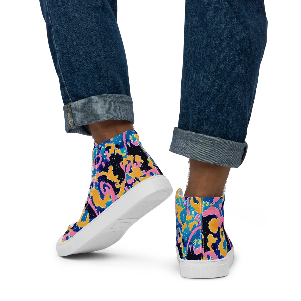 Prism Splash on Men's High Top Canvas Shoes — Back