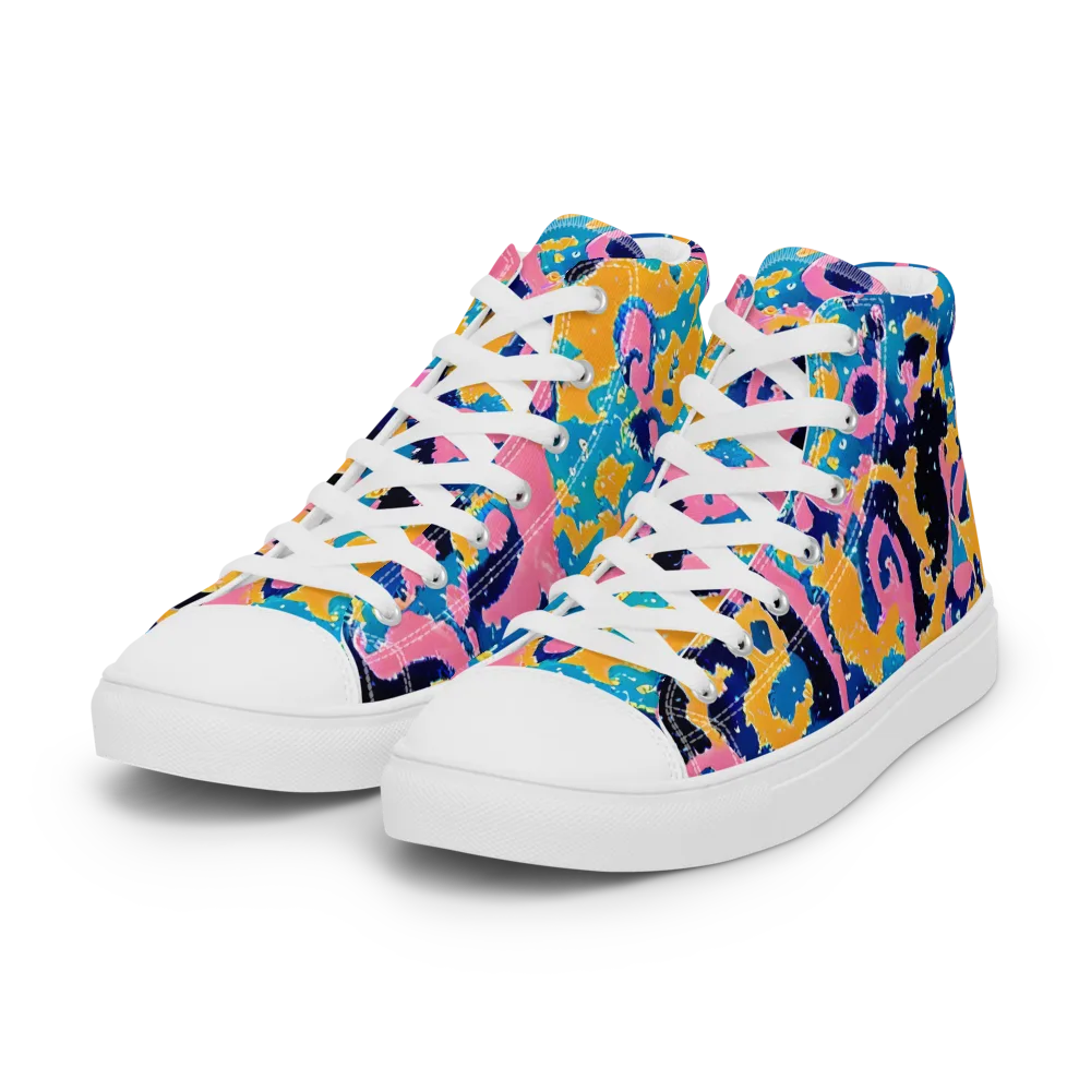 Prism Splash on Women's High Top Canvas Shoes — Left Front