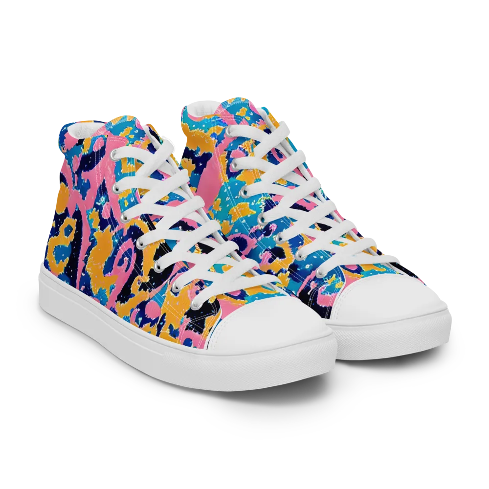 Prism Splash on Women's High Top Canvas Shoes — Right Front