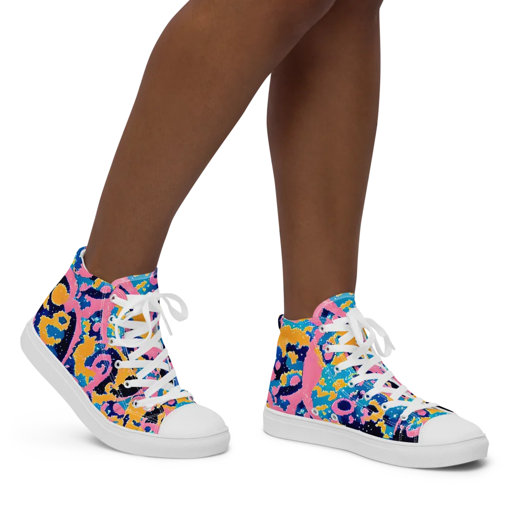 Prism Splash on Women's High Top Canvas Shoes — Right