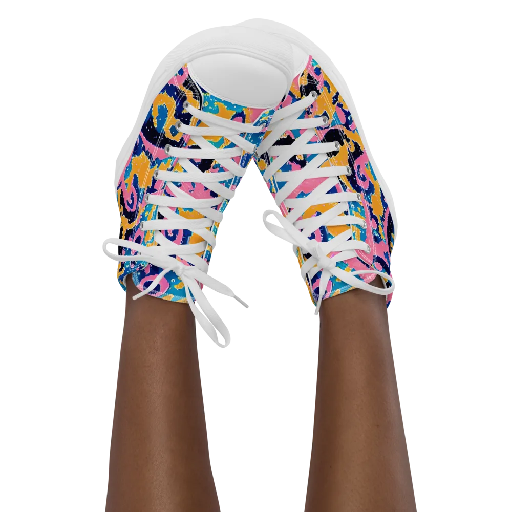 Prism Splash on Women's High Top Canvas Shoes — Front