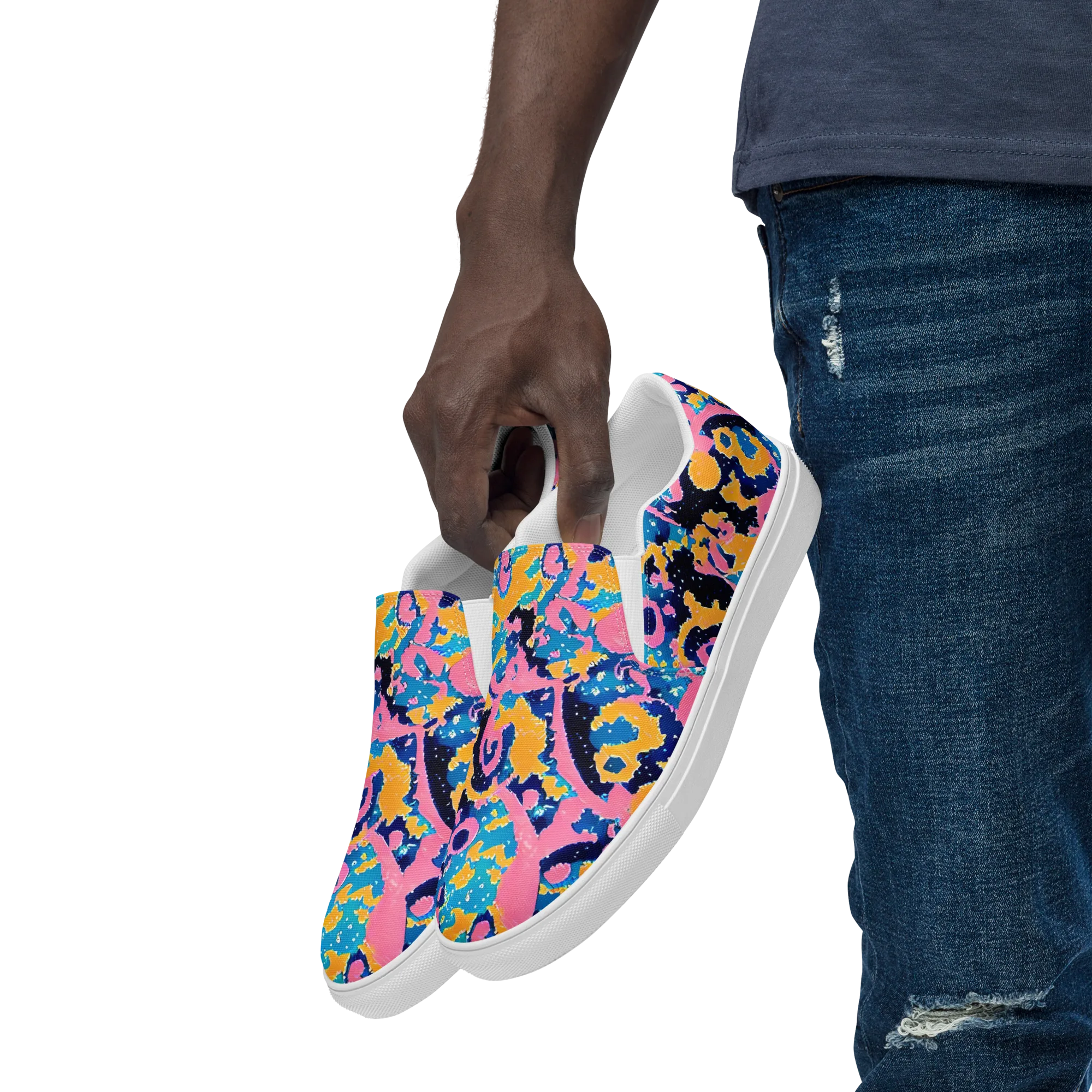 Prism Splash on Men's Slip-On Canvas Shoes — Left Front