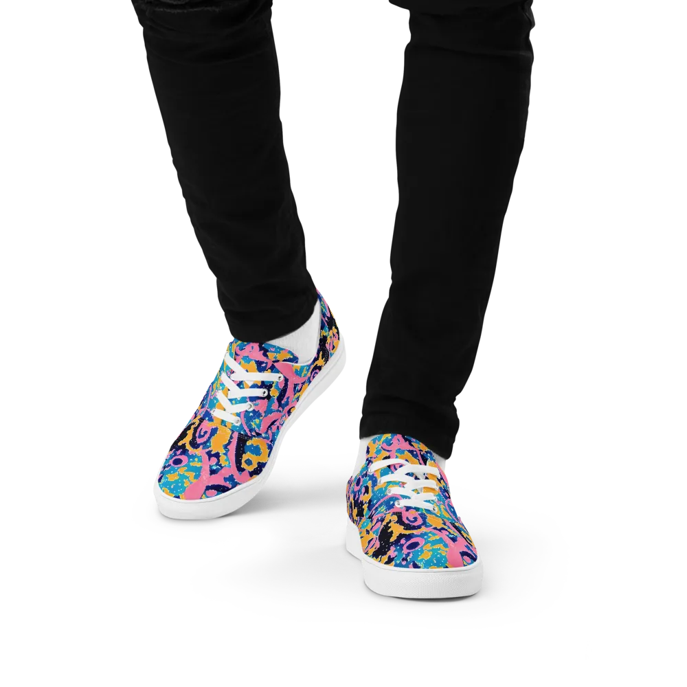 Prism Splash on Men's Lace-Up Canvas Shoes — Front