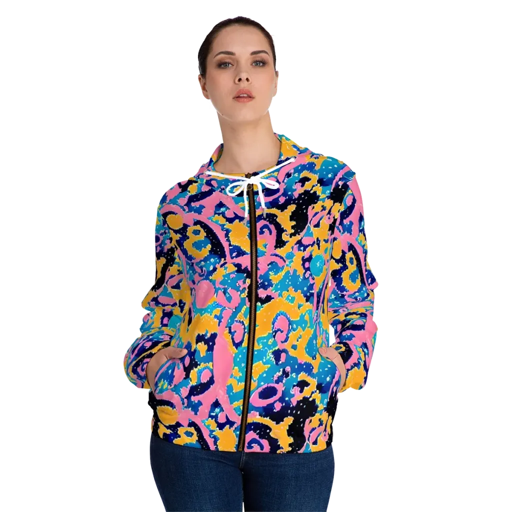 Prism Splash on Women's Full-Zip Hoodie — Front On Person