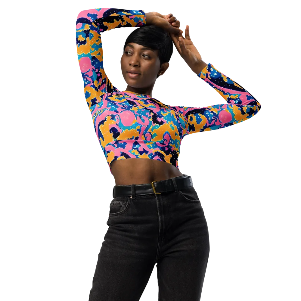 Prism Splash on Long Sleeve Crop Top — Front