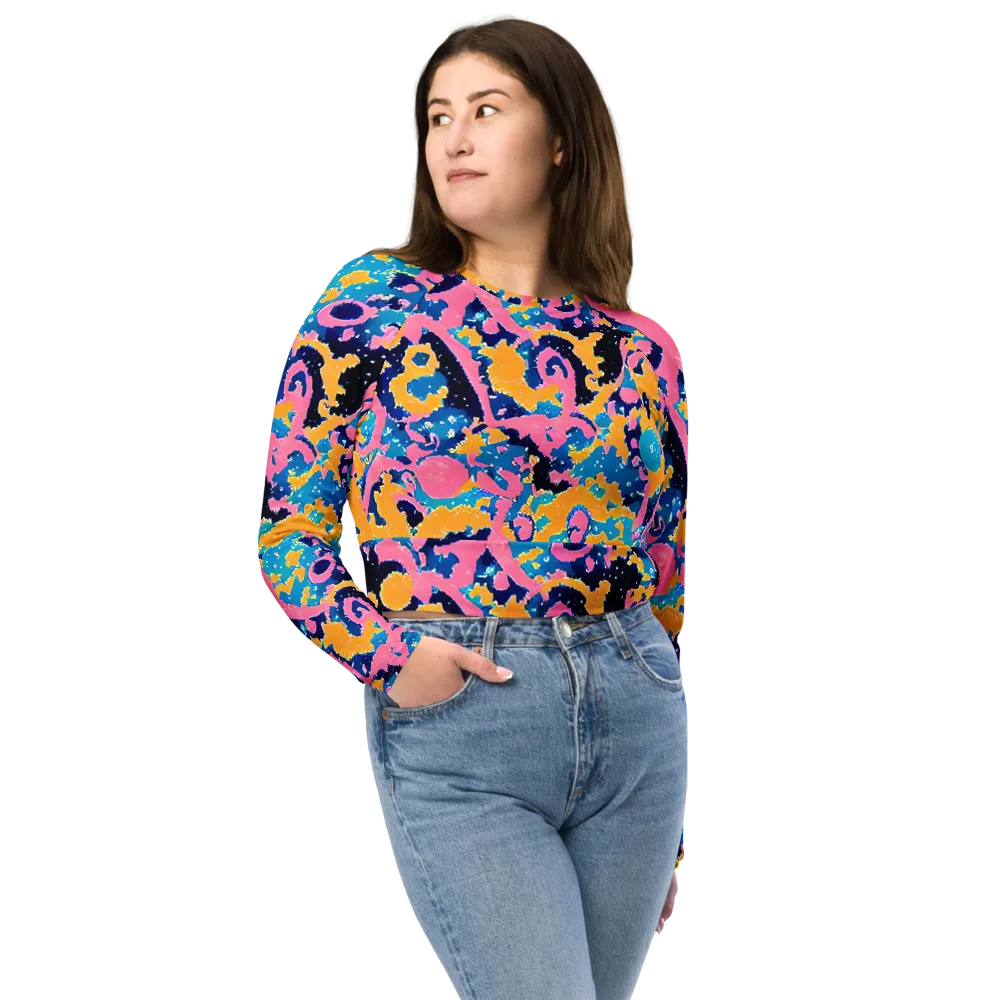 Prism Splash on Long Sleeve Crop Top — Front
