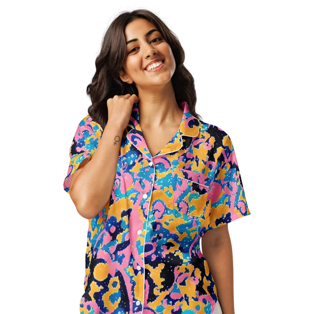 Prism Splash on Women's Short Sleeve Pajama Top — Front