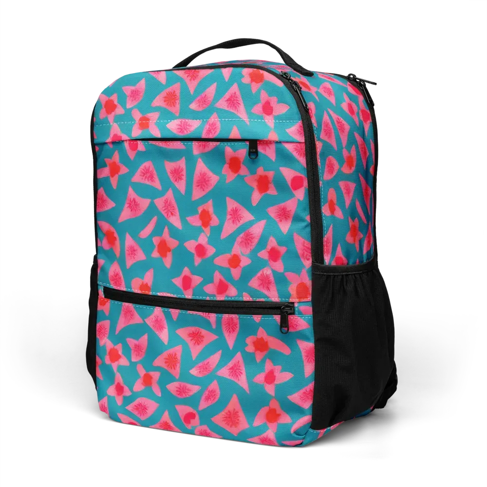 Neon Hibiscus Scatter Utility Backpack on model