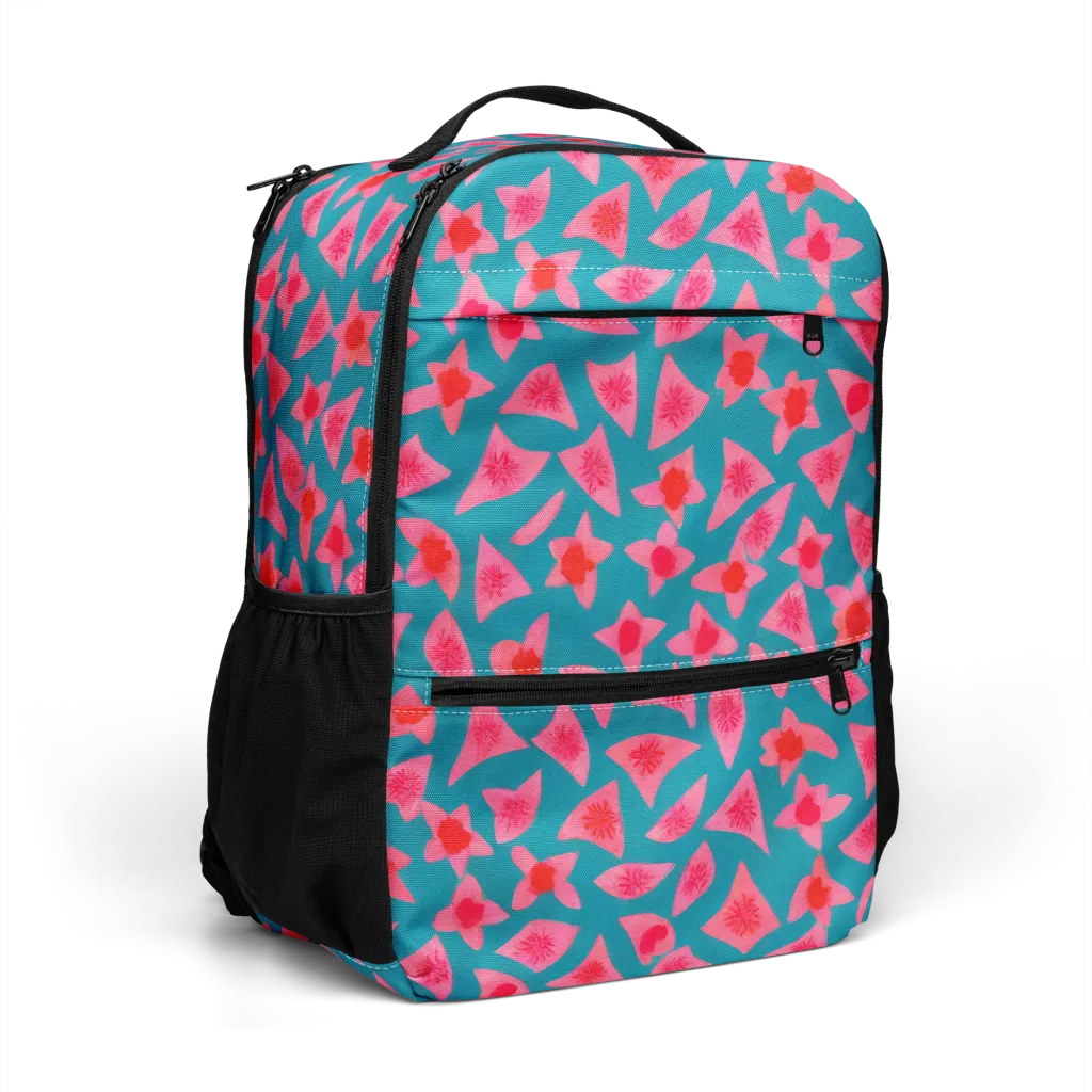 Neon Hibiscus Scatter on Utility Backpack — Right Front