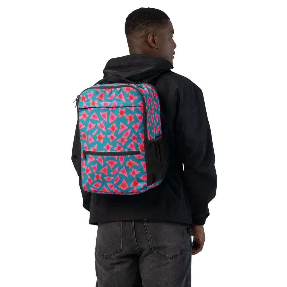 Neon Hibiscus Scatter on Utility Backpack — Back