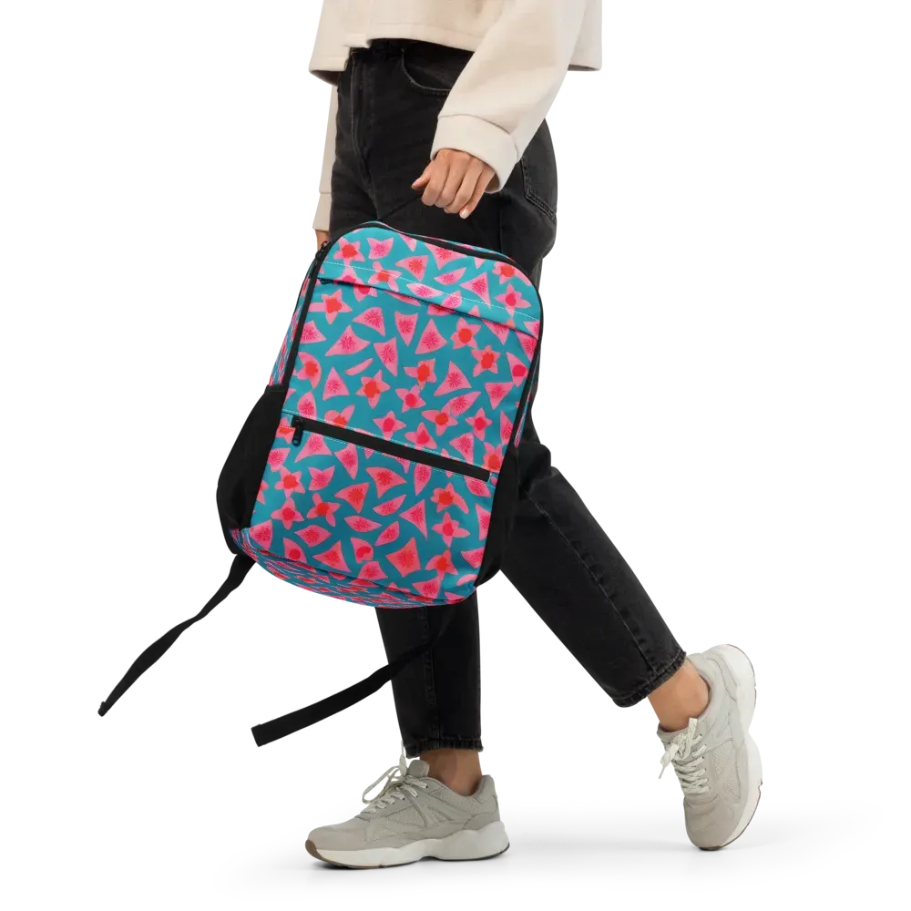 Neon Hibiscus Scatter on Utility Backpack — Front