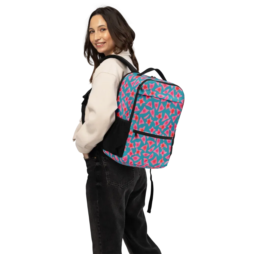 Neon Hibiscus Scatter on Utility Backpack — Back