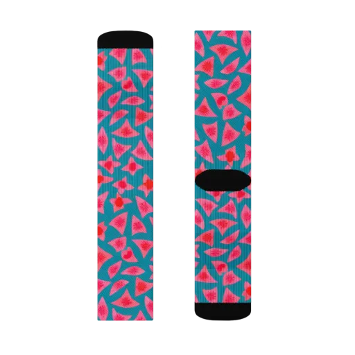 Neon Hibiscus Scatter on a Socks