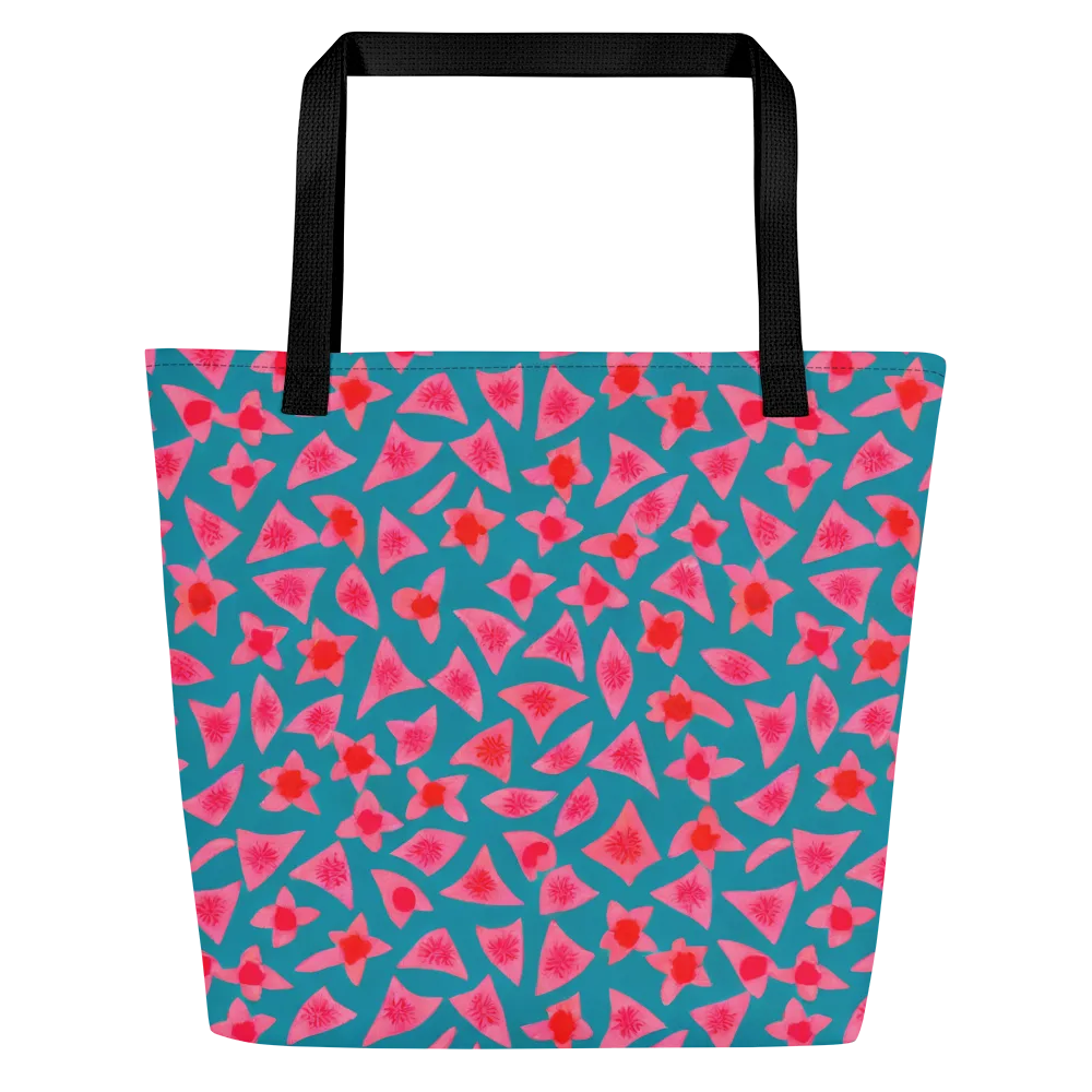 Neon Hibiscus Scatter on Large Tote Bag W/ Pocket — Front