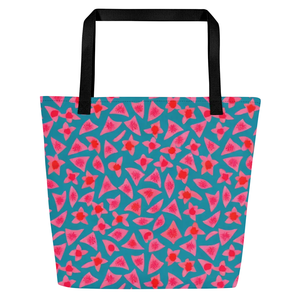 Neon Hibiscus Scatter on Large Tote Bag W/ Pocket — Front