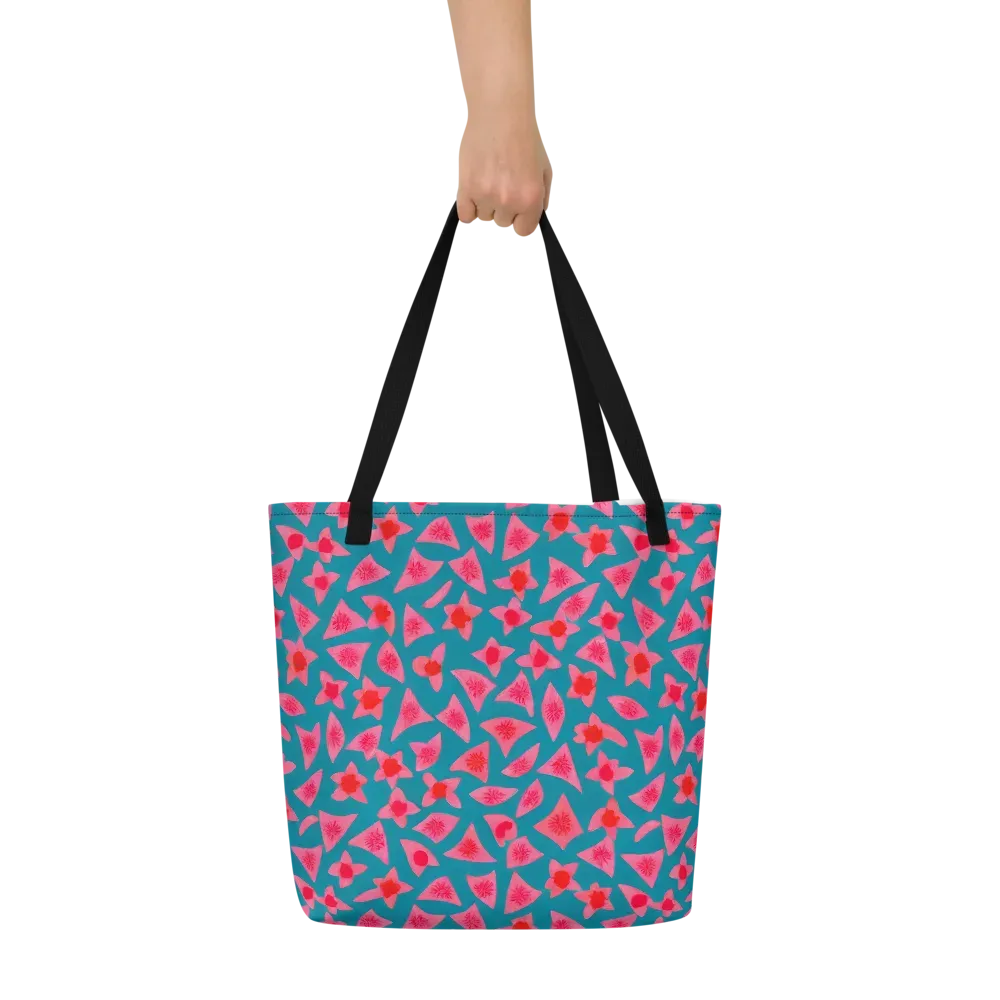Neon Hibiscus Scatter on Large Tote Bag W/ Pocket — Front