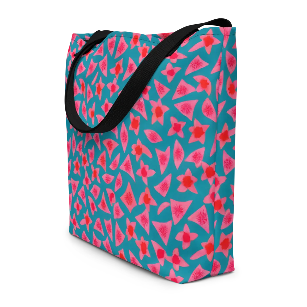 Neon Hibiscus Scatter on Large Tote Bag W/ Pocket — Front
