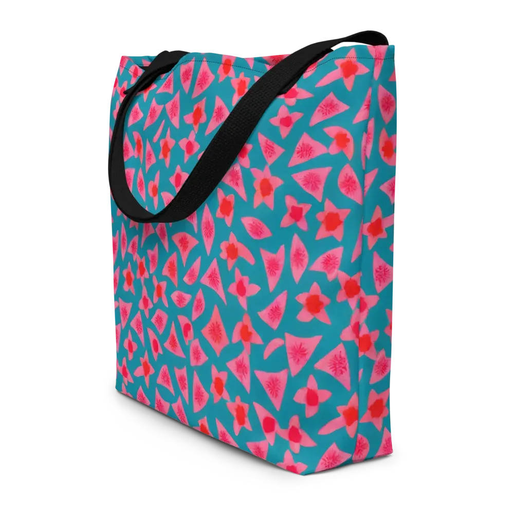 Neon Hibiscus Scatter on Large Tote Bag W/ Pocket — Front