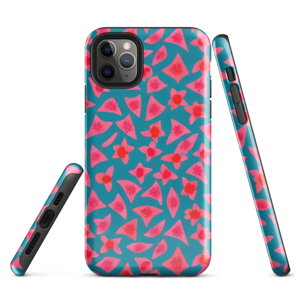 Neon Hibiscus Scatter on Tough Case for iPhone® — Front