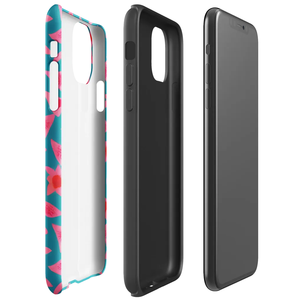 Neon Hibiscus Scatter on Tough Case for iPhone® — Right
