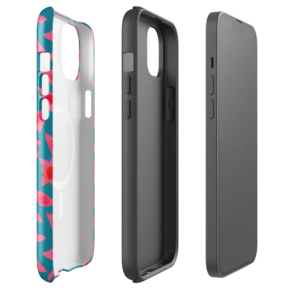 Neon Hibiscus Scatter on MagSafe Tough Case for iPhone® — Front