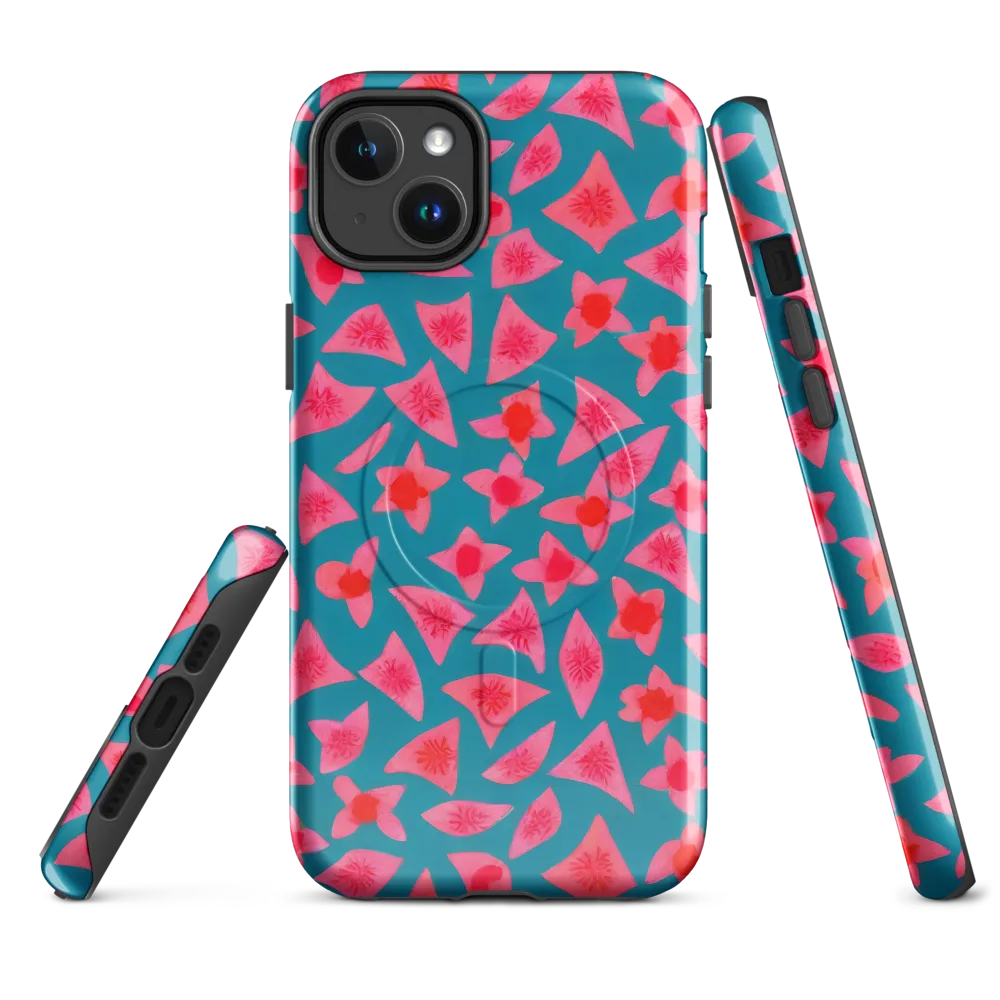 Neon Hibiscus Scatter on MagSafe Tough Case for iPhone® — Front