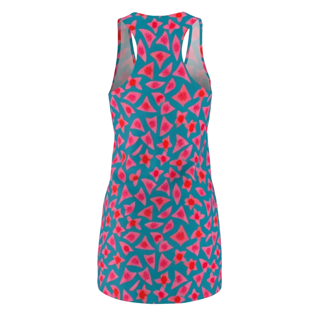 Neon Hibiscus Scatter on Racerback Dress — Back