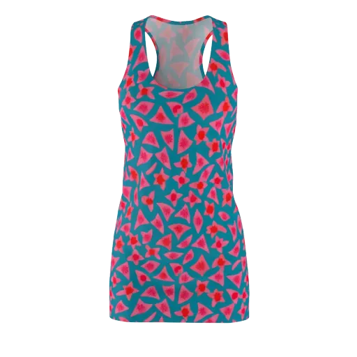 Neon Hibiscus Scatter on a Racerback Dress