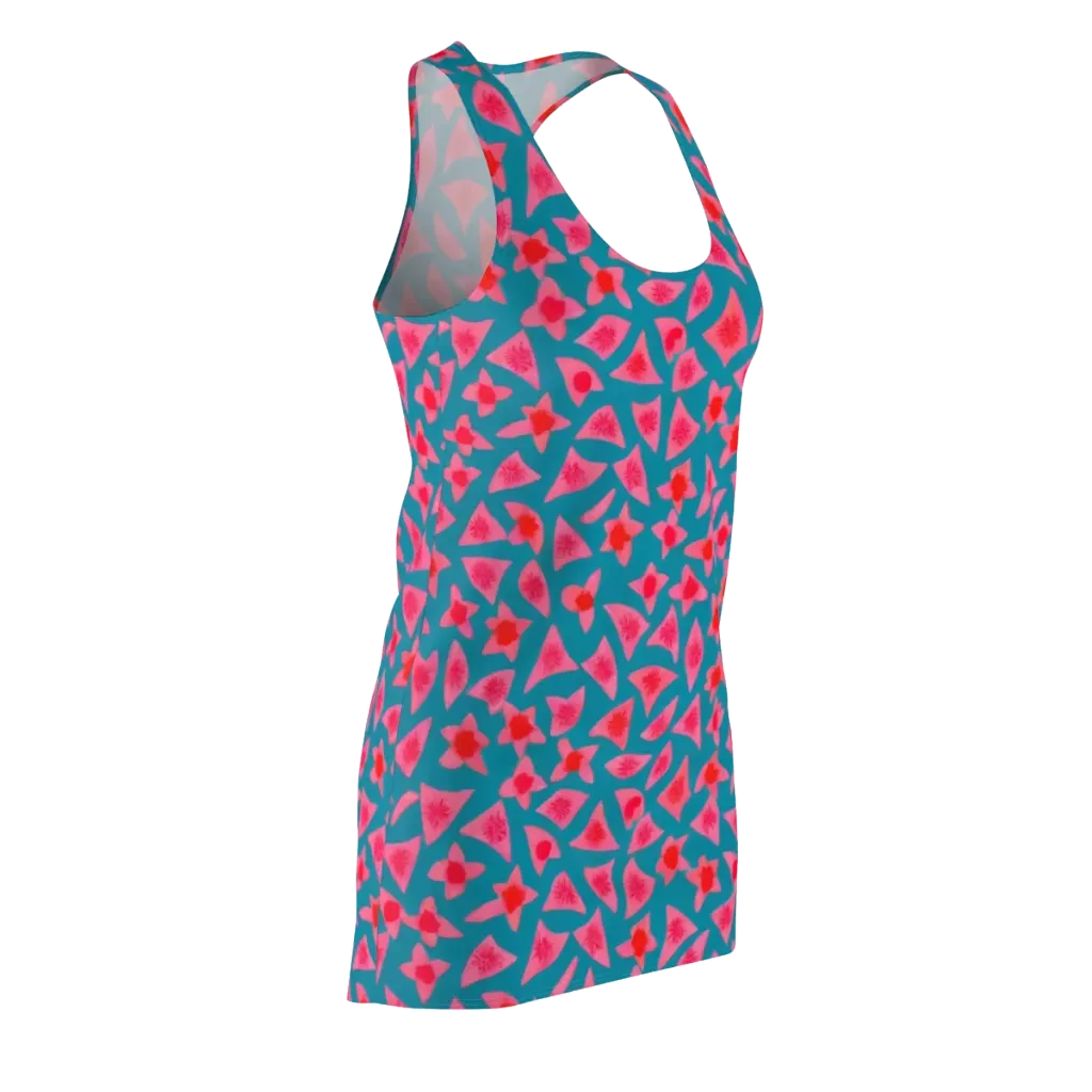 Neon Hibiscus Scatter on Racerback Dress — Front Side