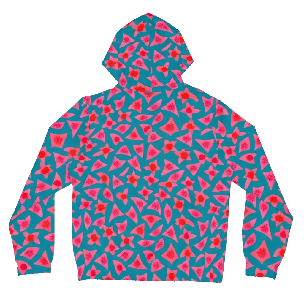 Neon Hibiscus Scatter on Women's Full-Zip Hoodie — Back