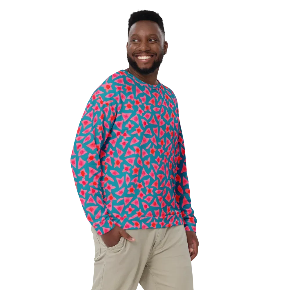 Neon Hibiscus Scatter on Sweatshirt — Front