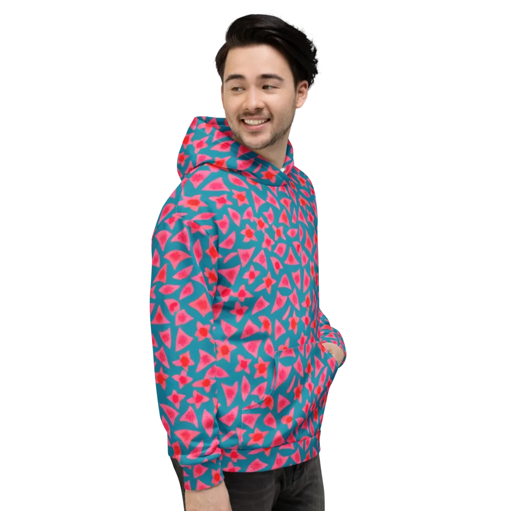 Neon Hibiscus Scatter on Hoodie — Right